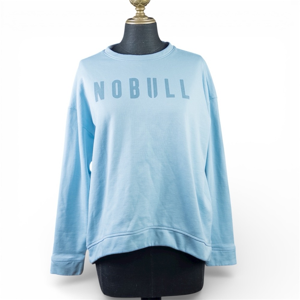 NOBULL Crew Neck Sweatshirt Pullover Logo Icy Blue Size Medium